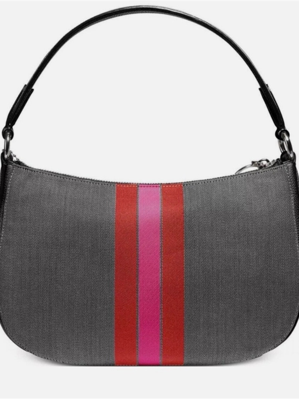 Coach Horse and Carriage Jacquard Sutton Crossbody Bag Pink & Red Center Stripe - Picture 2 of 16